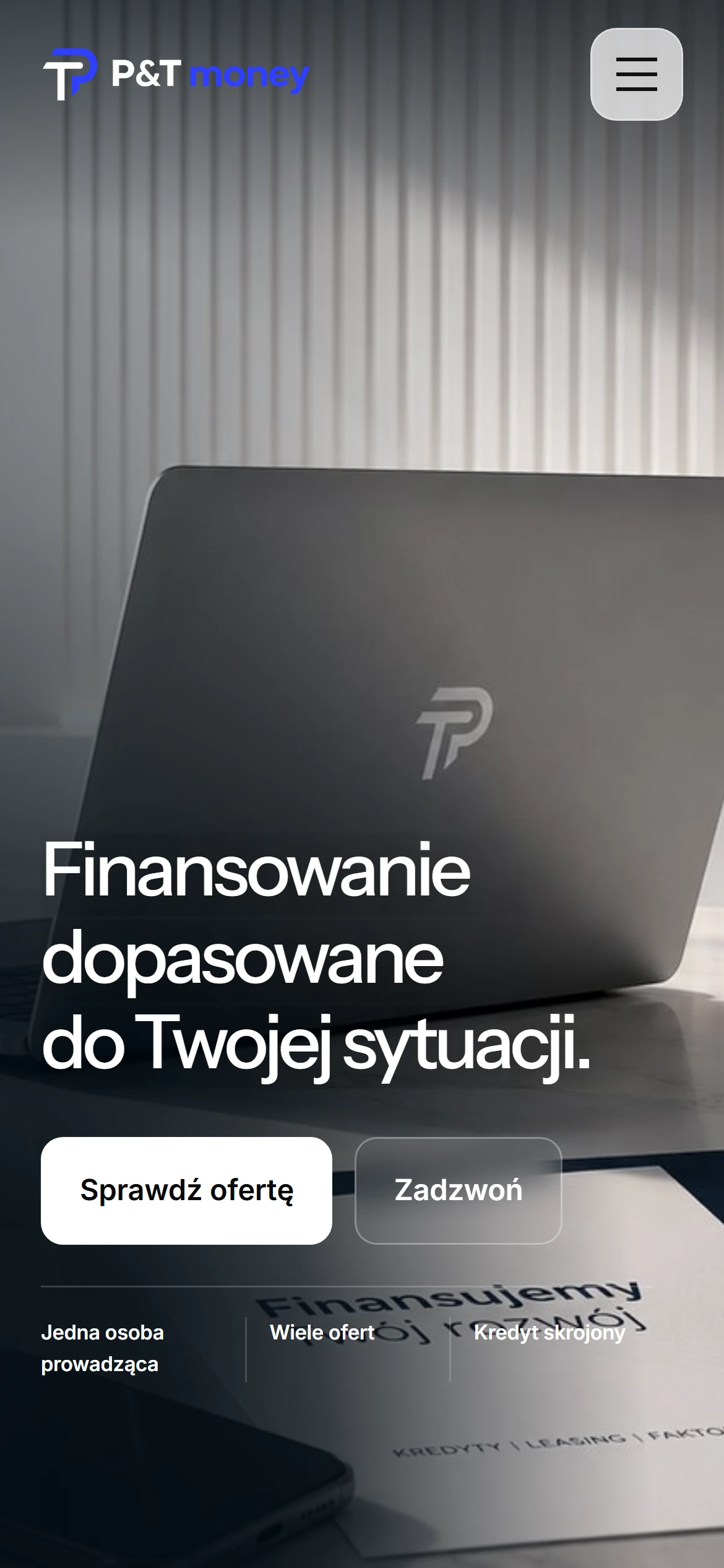 Strona P&T Money na telefonie